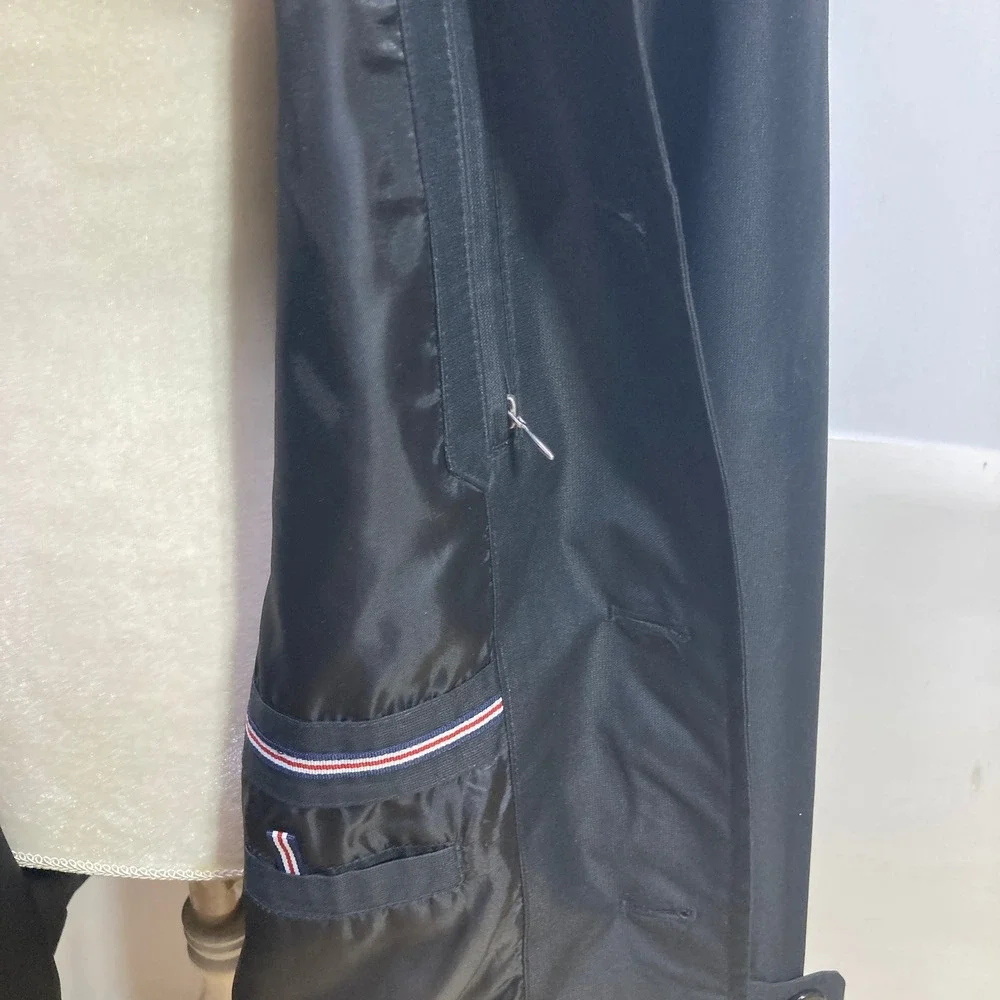 Tommy Hilfiger‎ Womens Black Trench Coat Button Front Rain Jacket Collared L